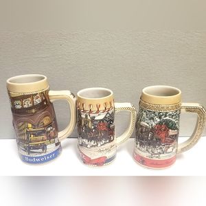Budweiser anheuser busch Christmas Mugs Vintage A,B,C Series